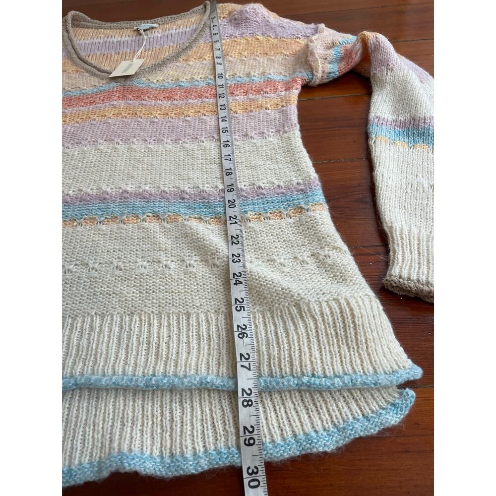 Sundance Pastel Stripe Open Knit Slouchy V Neck Sweater Medium NWT Wool Blend - Picture 8 of 8